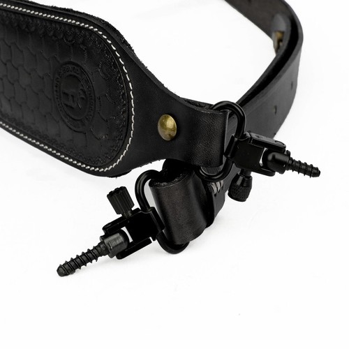 TOURBON Leather Rifle Sling Cartridges Holder Finger Rest Strap+Swivels+Screws - Picture 9 of 24