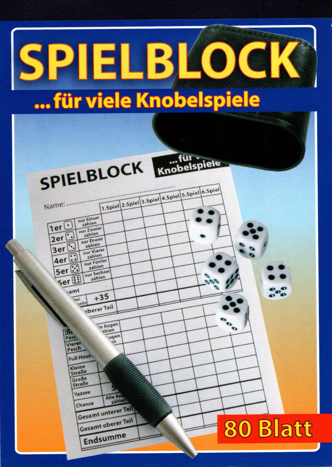 Senioren Spielblock Knobelblock, Knobel Würfel Block für Knobelspiele A6