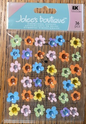 RARE Jolees Baby Gem Flowers REPEATS Glittery Garden Card Scrapbook Stickers 3D