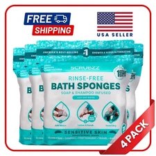 Scrubzz Disposable Rinse Free Bathing Sponges - Sensitive Skin, 100 Count