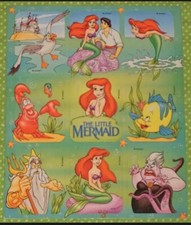 GIBSON DISNEY THE LITTLE MERMAID STICKERS ARIEL PRINCE ERIC KING TRITON RARE 