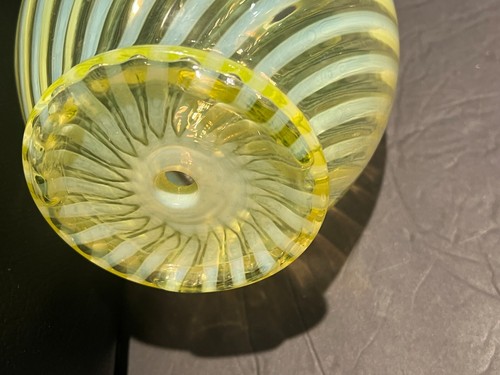 FENTON VASELINE SWIRL GLASS BIG LAMP BASE, LAST ONE - Picture 3 of 5