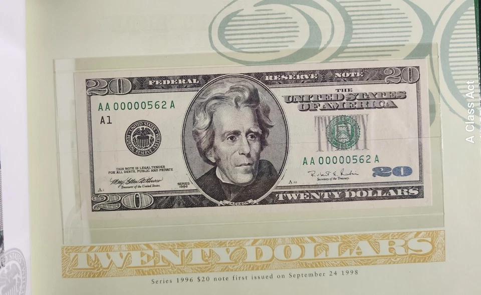 1996 Premium Federal Reserve Set of 12 (Districts) $20 Notes 4 digits SC270 - Image 3 of 4