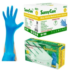 1000 SunnyCare 5.0 mil Nitrile Exam Gloves Chemo-Rated (Non Vinyl Latex) 8603-L