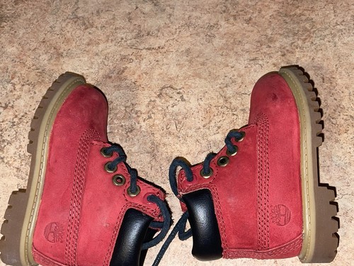 Timberland Boots Toddler Size 4 Red Suede 6588R 6” Shoes Y2K Hip Hop Streetwear - Picture 15 of 24