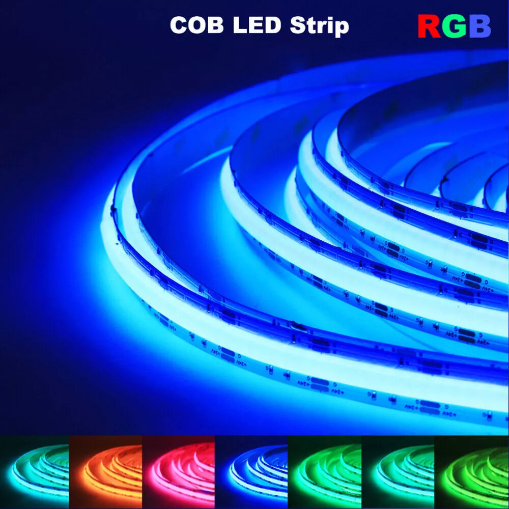 High Density Flexible rgb COB LED Strip Lights Tape Rope Cabinet Kitchen Light
