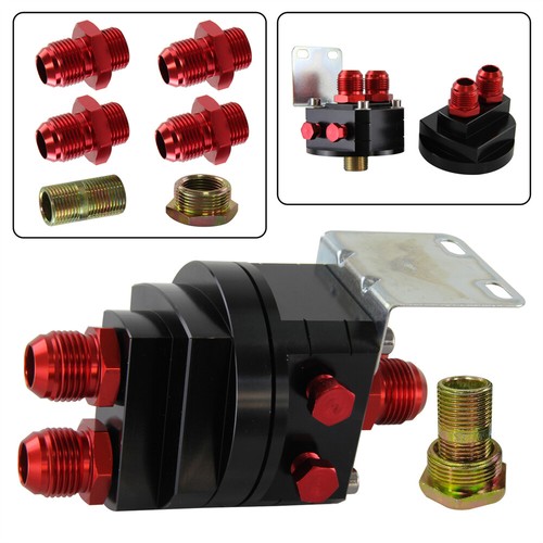 10-AN10 Oil Filter Relocation Kit+Universal Cooler Sandwich Plate Adapter Black - Picture 7 of 9