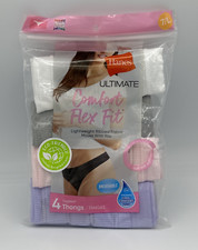 Hanes Ultimate Comfort Flex Fit Thong Panty Size 7/L 4-Pair 46CFF4 Purple Pink