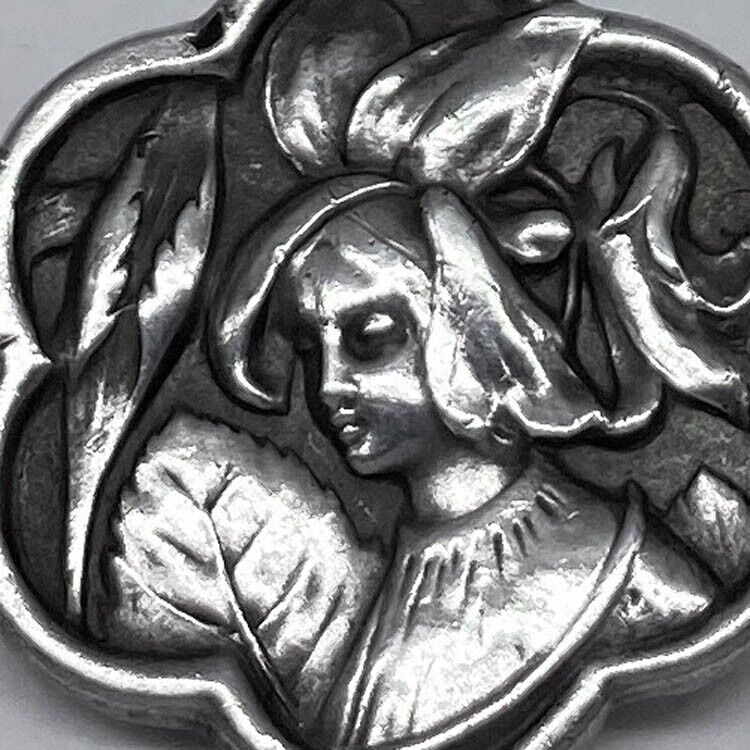 Antique c1900 French Art Nouveau Silver LADY IN F… - image 4