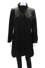 Donatella Womens Black Full Zip Pockets Long Sleeve Coat Jacket Size 8p