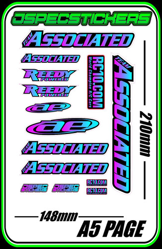 TEAM ASSOCIATED AE REEDY RC10 STICKER SHEET A5 BNIP VINTAGE RC8 B6 TC7 RC CAR XP - Picture 2 of 6