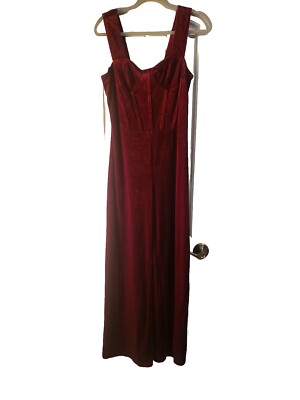 WOMENS CIDER DARK RED VELVET CORSET STYLE WIDE LEG JUMPSUIT HOLIDAY PARTY M  | eBay