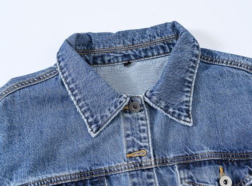 New Womens Street Jeans Lapel Jacket Regular Denim Cropped Coat - Picture 5 of 26