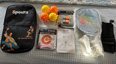 SpoxFit Pickleball Package 2 Paddles Balls Towels Replacement Grips Carry Bag