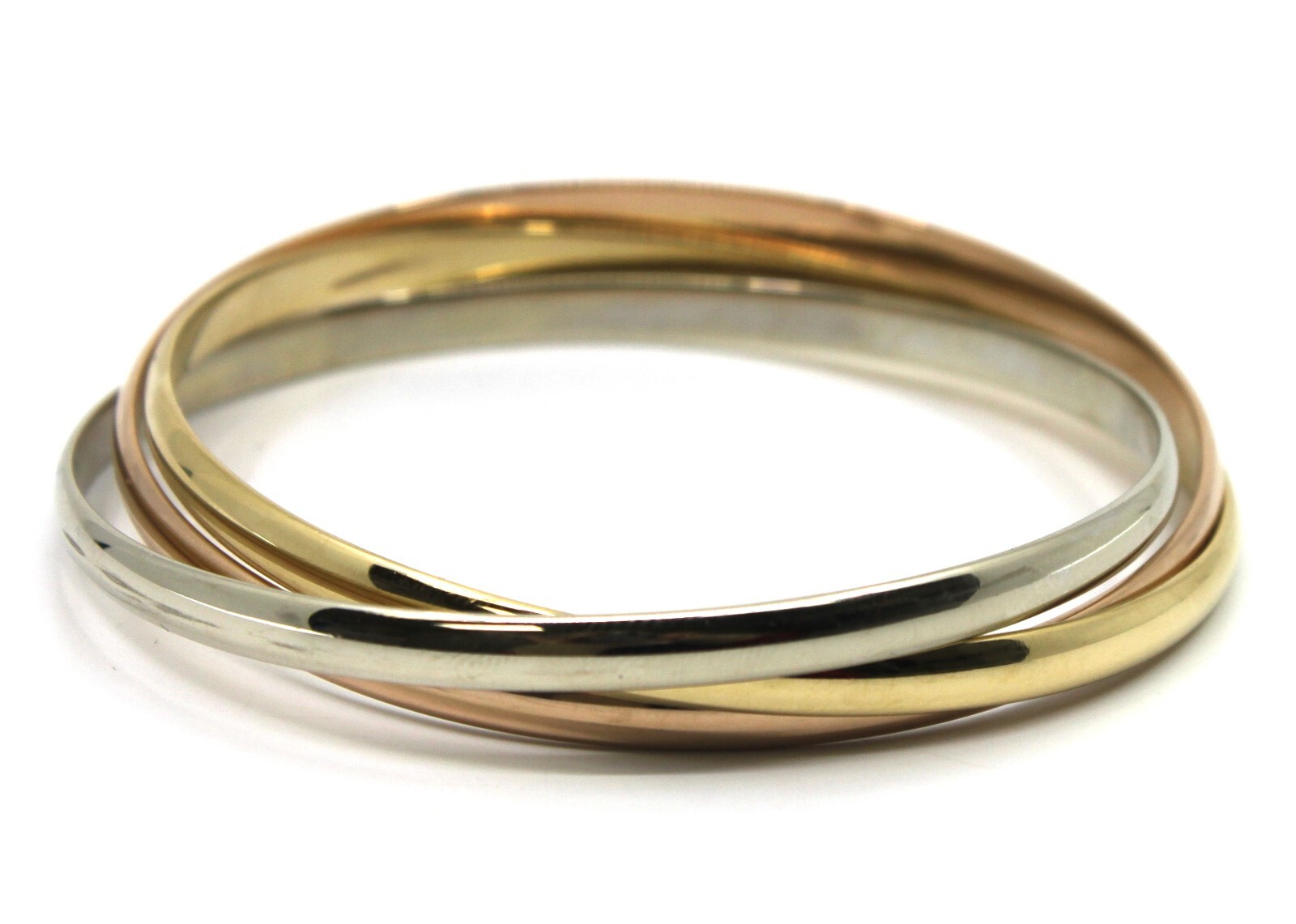 18k Solid Gold Interlocking Intertwined Tricolor … - image 3