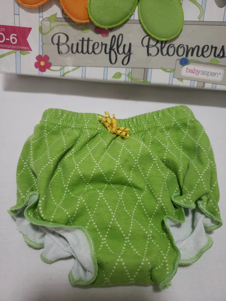 Baby Girl BLOOMERS DIAPER COVER Butterfly Fluttering Bums SET 3 BOXED 0-6M Aspen — 第 3/4 张图片