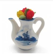 Vintage Delft Blue Hand Painted Holland Dutch Flower Vase Miniature Figurine New