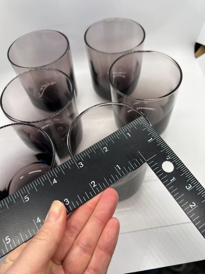 Juego de 6 vasos bajos de vidrio púrpura amatista Libbey fondo pesado  Foto 4 de 4