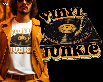 Vinyl Junkie T-Shirt Old School Musikliebhaber Shirt DJ Plattenspieler Sammler Geschenke