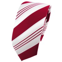 Schmale Tigertie Designer Krawatte Rot Signalrot Weiß Silber Gestreift