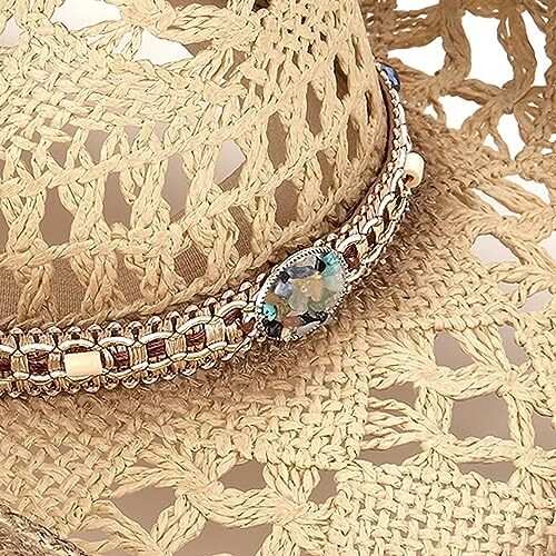 9796 Men\'s Women\'s Straw Cowboy Hat Cowgirl Woven Sun Western Men main image 4