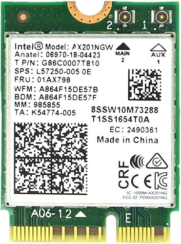 New Lenovo Intel AX201NGW WLAN WiFi 6 Card  Module 01AX798 Laptop Desktop WiFi6 - Picture 1 of 2