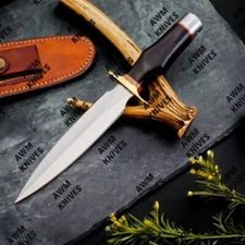 Handmade D2 Steel Knife Model 2 Fighting Stiletto Hunting Dagger, Tactical knife