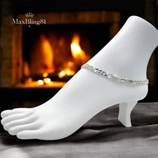 925 STERLING SILVER PLATED CONCAVE CUBAN CHAIN 5mm 10" FASHION ANKLET BRACELET