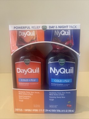 Vicks DayQuil & NyQuil Cold & Flu Medicine Liquid Cherry 24 fl oz - EXP 1/2026
