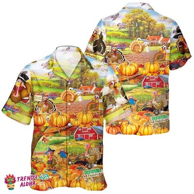 Turkey Farm amp Pumpkin Unisex Fall Aloha Thanksgiving Day Shir