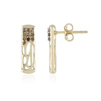 Cavill 18 I2 Champagner Diamant Goldohrringe 375 Gelbgold Rundschliff Rechteckig