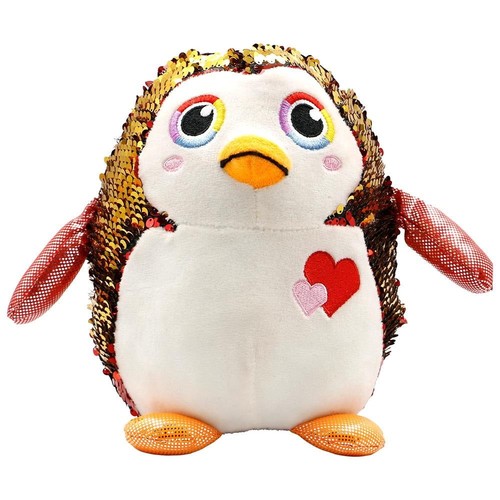 Muñeca pingüino de juguete de peluche grande con lentejuelas reversibles - 10 pulgadas - Imagen 4 de 4