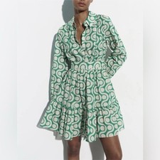 Zara Green Patterned Dress size small