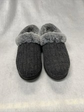 BOBS by Skechers Charcoal Gray Ribbed Knit Slippers Women's Size 9