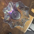 Vintage IMPERIAL SMOKE  DIAMOND RING CARNIVAL GLASS RUFFLED 9” BOWL FLAWLESS