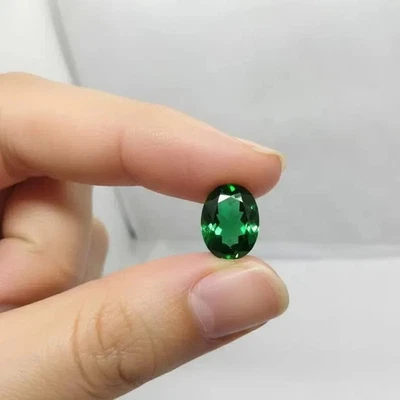 Pierre Émeraude Naturelle Certifiée AGL, Ovale 13 Ct+ Vert, Gemme Lâche Rare - Photo 1/4