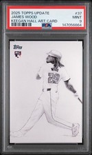 2025 TOPPS UPDATE KEEGAN HALL ART CARDS #37 JAMES WOOD ROOKIE RC PSA 9