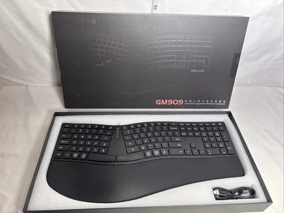 Delux GM909 ultradünne ergonomische kabellose Tastatur