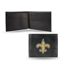 New Orleans Saints Wallet Billfold Leather Embroidered Black - Special Order