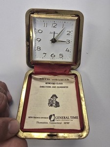Seth Thomas Mechanical Travel Alarm Clock, Red Folding Case, 7 Jewels Clock