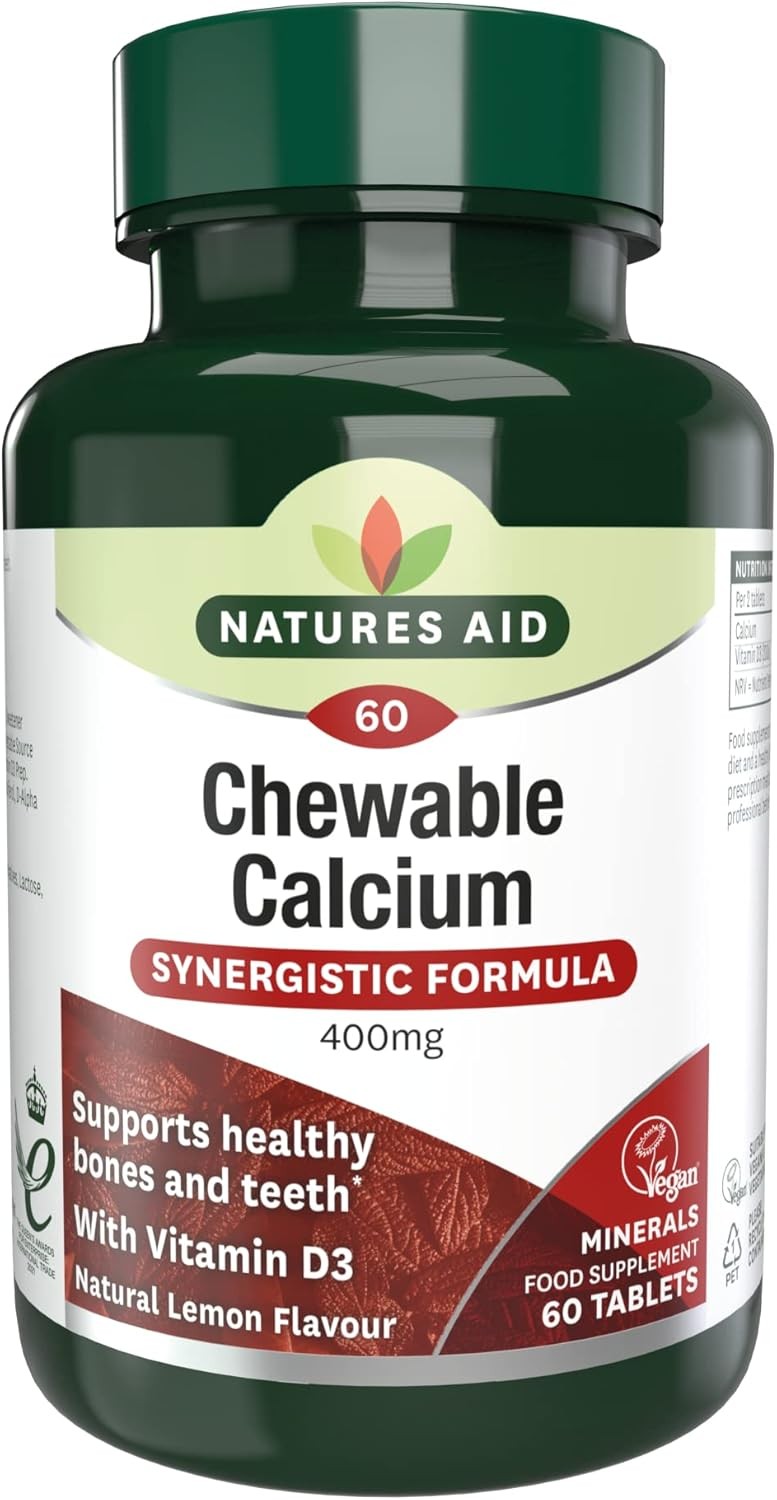 Natures Aid Chewable Calcium, 400 mg with Vitamin D3, 60 Tablets (for the Maint