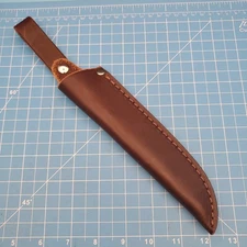 Fixed Blade Knife Sheath Brown Leather Belt Case 11.5"x7.25" Dangler Made in USA
