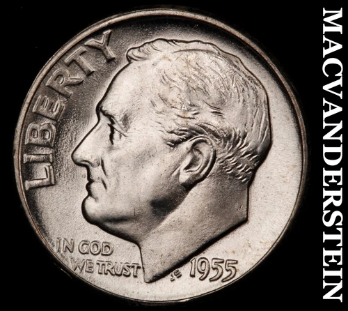 1955 Silver Roosevelt Dime - Choice Gem Brilliant Unc  Lustrous  #i5228
