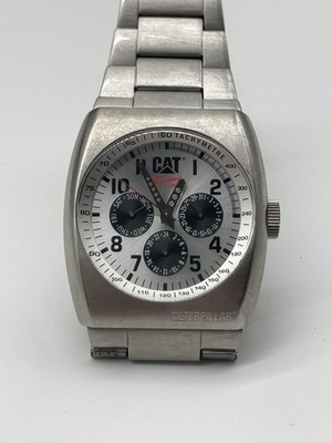 CAT GRIPPER III Kalender Edelstahl Tachymeter 10 Bar Weiß R3 149 Herren Uhr