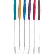 Trudeau Stainless Steel Fondue Forks With Silicone Handles, Set of 6