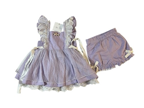 Love and Grow Lavender Linen Dress And Bloomers Set 3T NWT - Picture 2 of 8