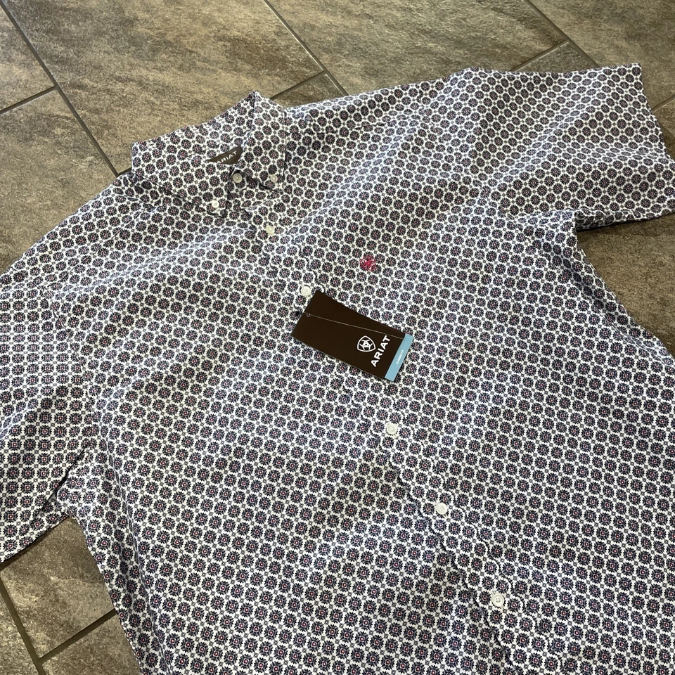 Camisa ARIAT Azul Chambray Geo Estampado L/S Western Para Hombre XL Alta (NUEVA SIN ETIQUETAS) Foto 2 de 4