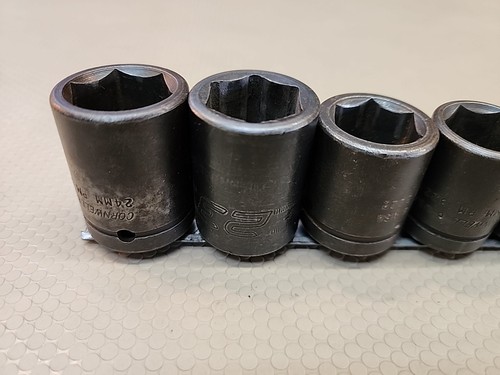 SNAP-ON/OTHER 9 PIECE 6 POINT 1/2" DRIVE SHALLOW IMPACT SOCKET SET Metric - Picture 2 of 6