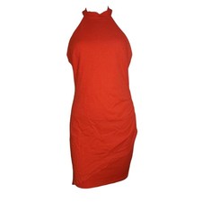 Lulus Dress Womens Size M Medium Solid All Red Halter Sleeveless Zip Up New NWT