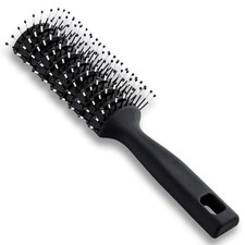 Black Vented Styling Brush Ball-Tipped Bristles Blow Drying Short Curly